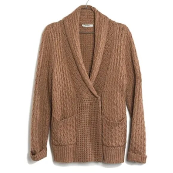 Madewell Sweaters - Madewell Shawl-Collar Snap Cardigan in Brown in Size L